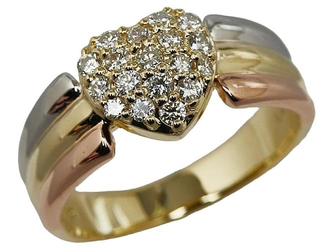 & Other Stories K18 Gold Pt900 Platinum Diamond Heart Pave Ring 11.5 in Excellent Condition Golden Metal  ref.1438412