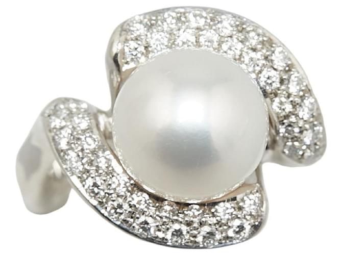 & Other Stories Pt900 Platinum Pearl 10mm Diamond 0.422ct Ring in Excellent Condition Metal  ref.1438480