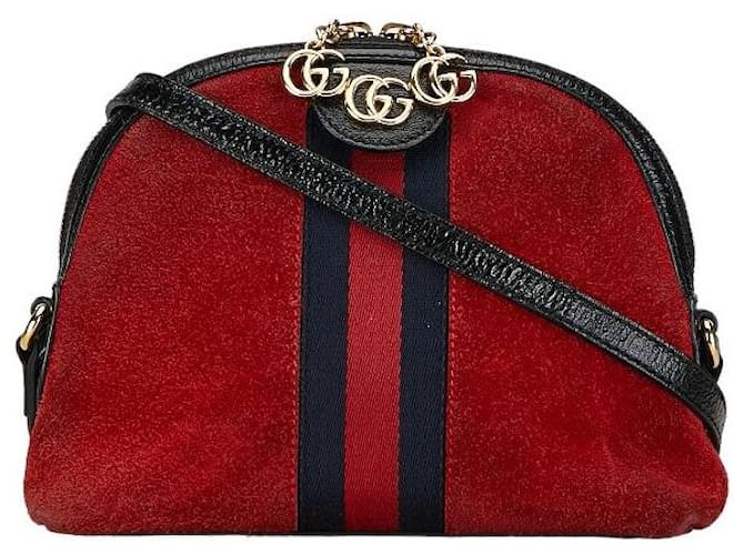 Gucci Wildleder-Ophidia-Schultertasche 499621 in sehr gutem Zustand Rot Schweden  ref.1438593