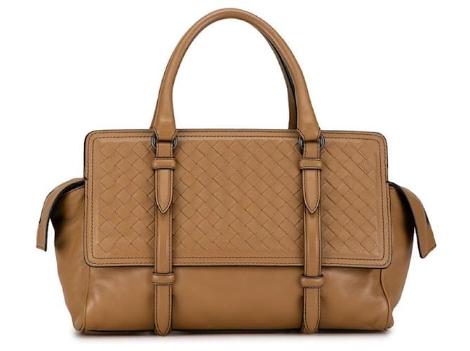 Sac à main en cuir Intrecciato Bottega Veneta en très bon état Marron  ref.1438598