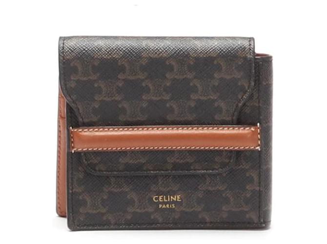 Céline Celine Triomphe Canvas Flap Origami Wallet Canvas Short Wallet in Great Condition Cloth  ref.1438618