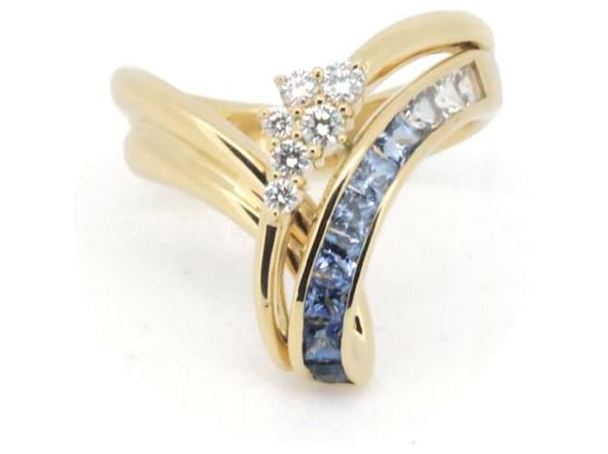 Anderer Schmuck & Other Stories Saphir-Diamantring 12,5 K18YG aus Gelbgold in gutem Zustand Golden  ref.1438625