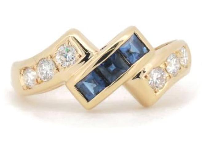 & Other Stories Pre-owned K18YG Sapphire Diamond Ring 0.30ct 0.33ct Size 7 in Great Condition Golden Metal  ref.1438668