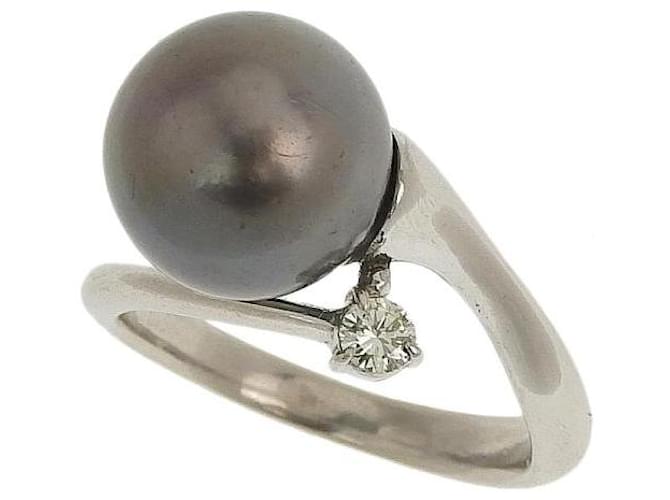 & Other Stories Platin-Ring mit schwarzer Perle in ausgezeichnetem Zustand Metall  ref.1438721