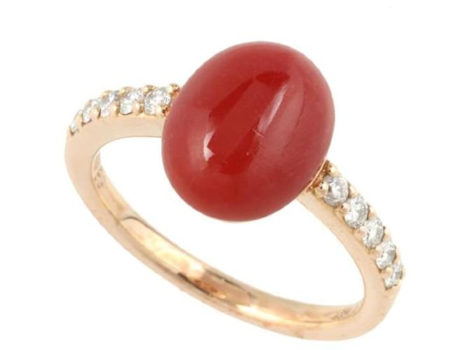 Autres bijoux & Other Stories K18PG Corail et Diamant (0.23ct) Bague taille 11, Sans marque, Gold Women's - Pré-aimé en excellent état Doré  ref.1438736