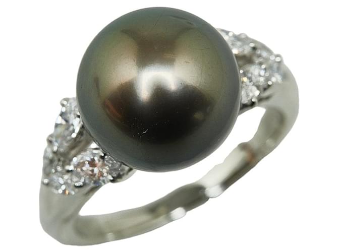 & Other Stories Pt900 Platinum Black Pearl 12mm Diamond 0.68ct Ring in Excellent Condition Metal  ref.1438848