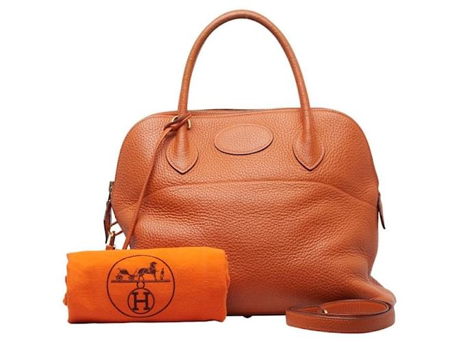 Bolide Hermès Sac à main Hermes Polide 31 Sac à épaule Orange Clemence en très bon état Cuir  ref.1438867