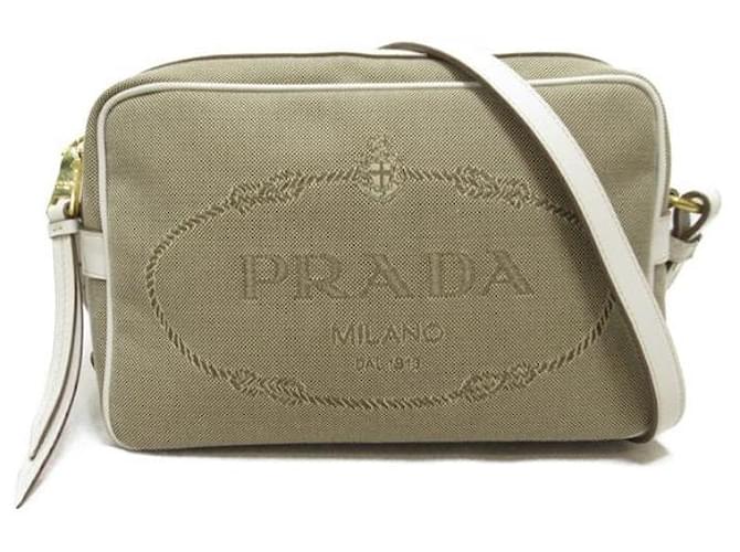 Bolsa transversal Prada Canapa Logo em lona em ótimo estado  ref.1438891