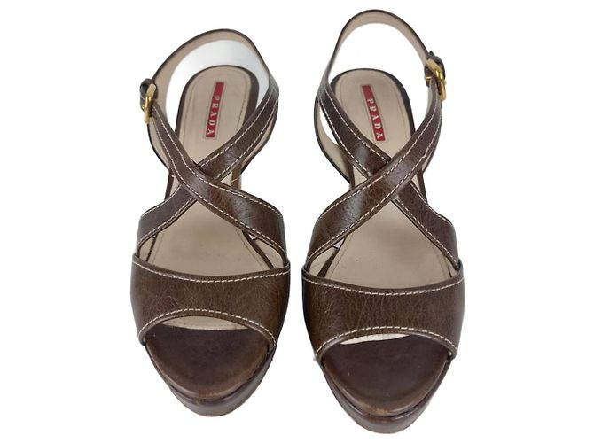 Sandali con tacco Prada in pelle Multicolore