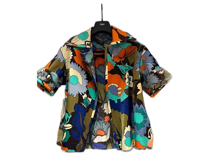 Fendi Reversible Mink Fur Jacket Floral Multicolour