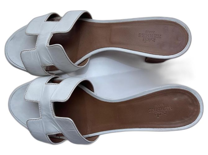 Oran Mules Hermès Oasis en cuir blanc taille 40