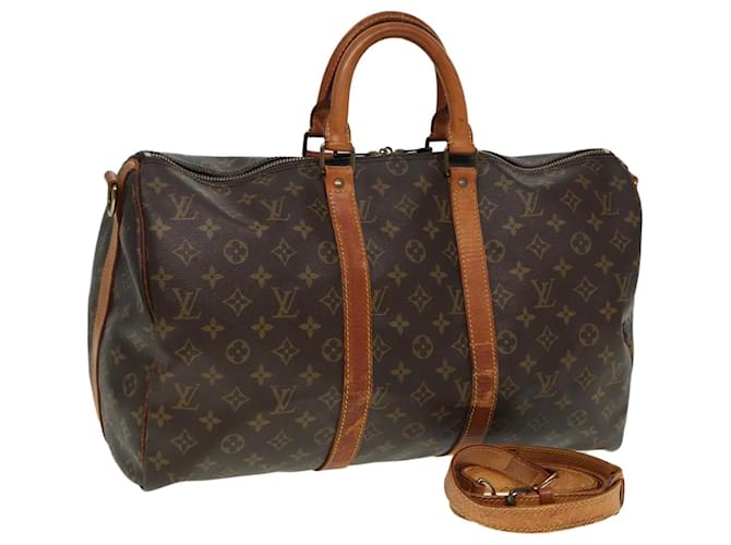 LOUIS VUITTON Monogram Keepall Bandouliere 45 Bolsa Boston M41418 LV Auth 79091 Monograma Lienzo  ref.1439040