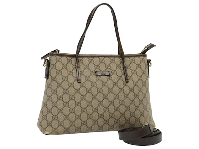 Bolsa de mão GUCCI GG Supreme PVC 2 vias Bege 353440 Auth 77792  ref.1439048