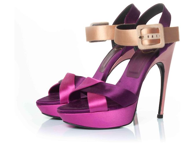 Roger Vivier, Satin platform sandals Pink Purple