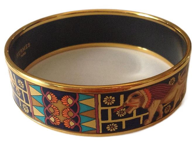 Bracelet Hermès en émail et plaqué or doré 