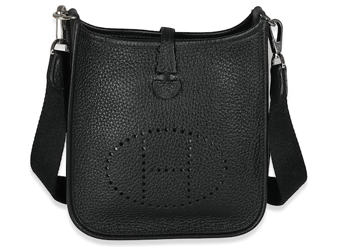 Hermès Preto Taurillon Clemence Evelyne TPM PHW Couro  ref.1439241