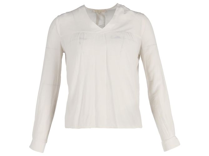 Blusa Maje con scollo a V in seta bianca Bianco Crudo