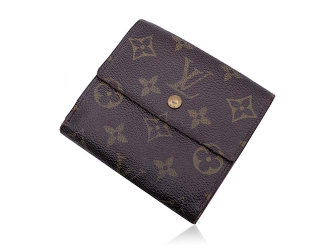 Louis Vuitton Portefeuille compact carré Elise en toile Monogram M61654 Marron  ref.1439349