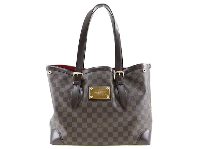 Louis Vuitton Hampstead MM Canvas Tote Bag N51204 in Good Condition Brown Cloth  ref.1439411