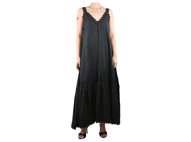 Juliet Dunn Schwarzes Baumwoll-Midikleid - Einheitsgröße