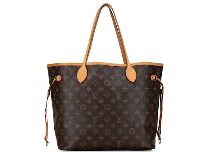 Louis Vuitton Monograma Marrón Neverfull MM Castaño Cuero Lienzo  ref.1439679