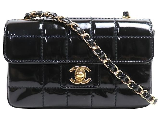 Timeless Chanel Schokoladenriegel Schwarz Lackleder  ref.1439831