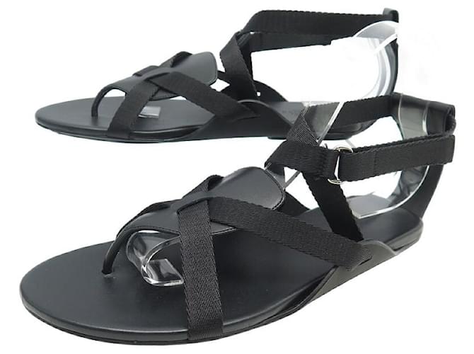 Hermès NINE HERMES SHOES AURA SANDALS H201063Z 38 IN BLACK LEATHER & CANVAS  ref.1439928