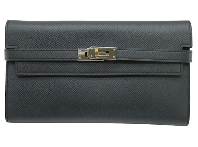 Hermès Kelly Clutch Navy blue Leather  ref.1440102