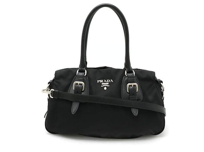 Tote Prada Tessuto Schwarz Leder  ref.1440142