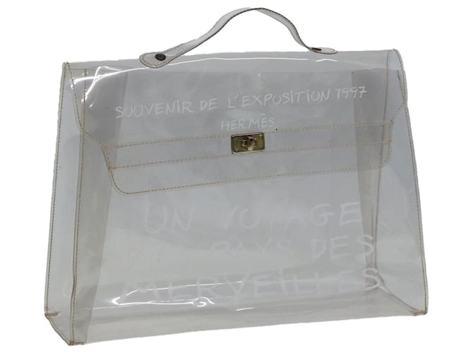 Hermès HERMES Bolsa de Mano Kelly de Vinilo Transparente Auth 79847 Poliuretano  ref.1440415