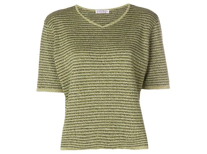 Top de algodón verde Yves Saint Laurent