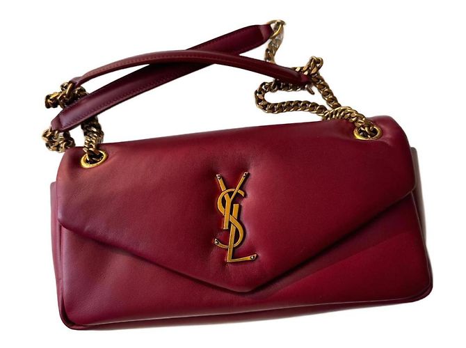 Saint Laurent Calypso Handtasche Leder Dunkelrot Bordeaux