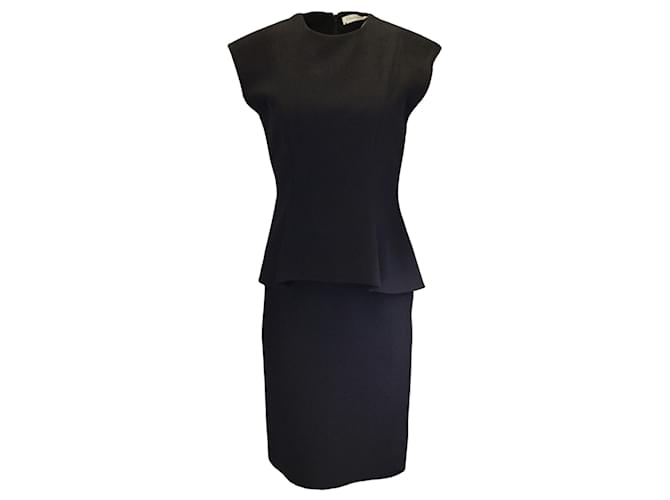 Christian Dior Black Peplum Hem Silk Crepe Pencil Dress  ref.1440597