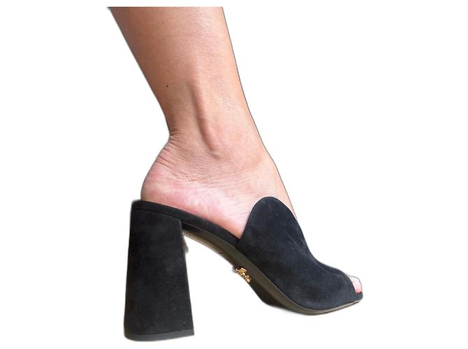 Prada Black Suede Sandals 39