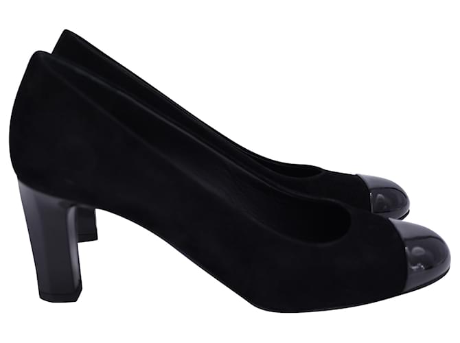 Timeless Chanel Cap Toe Pump Heels in Black Suede  ref.1440681