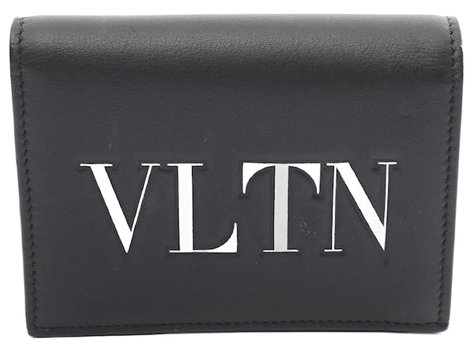 Carteira bi-fold Valentino VLTN em couro, carteira curta 2Y2P0577 em ótimo estado Preto  ref.1440722