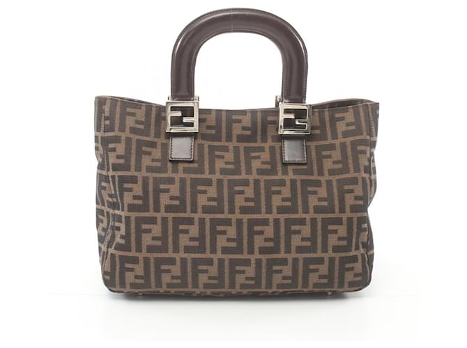 Fendi Zucca Tote Bag Canvas Tote Bag 26329 in Very Good Condition Brown Cloth  ref.1440723