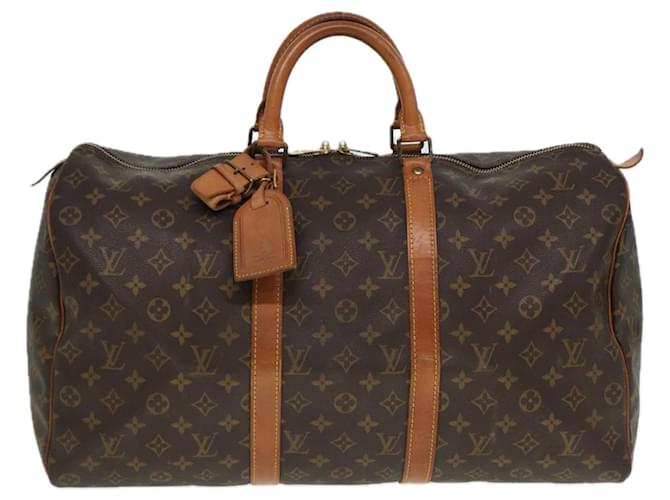 Louis Vuitton Keepall 50 Castaño Lienzo  ref.1440801