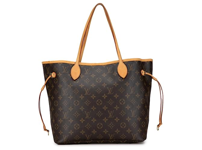 Louis Vuitton Monogram Brun Neverfull MM Cuir Toile Marron  ref.1440925