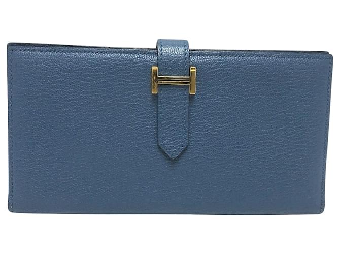 Hermès Béarn Blu Pelle  ref.1441014