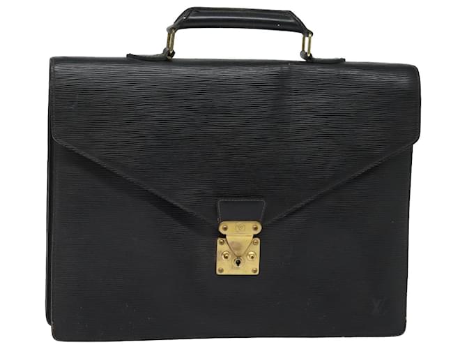 LOUIS VUITTON Epi Serviette Ambassador Bolsa de Negocios Negra M54412 LV Auth 79610 Negro Cuero  ref.1441389