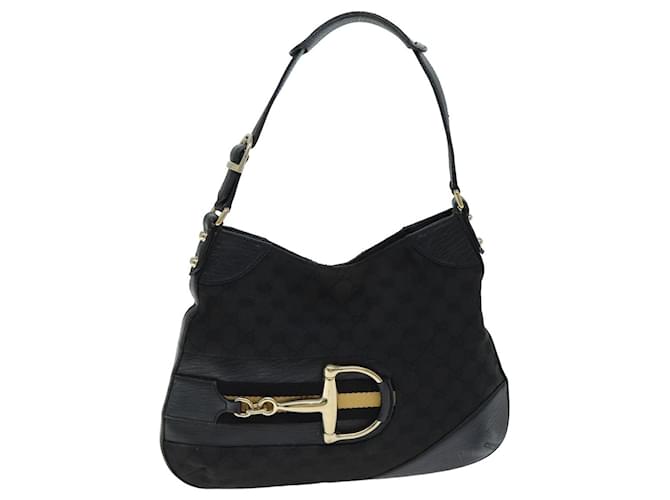 GUCCI GG Supreme Horsebit Shoulder Bag PVC Leather Black 137388 Auth 77823  ref.1441456