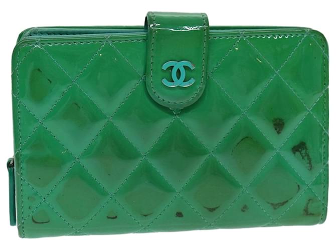 CHANEL Portefeuille Émail Vert CC Auth 78915 Email  ref.1441488