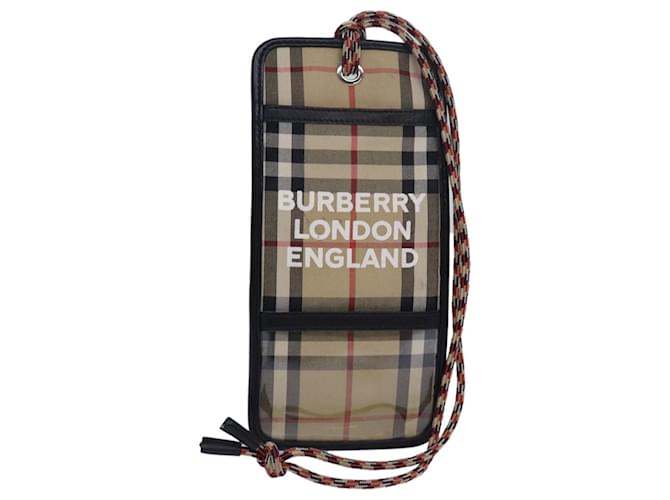 Porte-cartes en toile beige à motif Nova Check de BURBERRY Auth 77722  ref.1441504