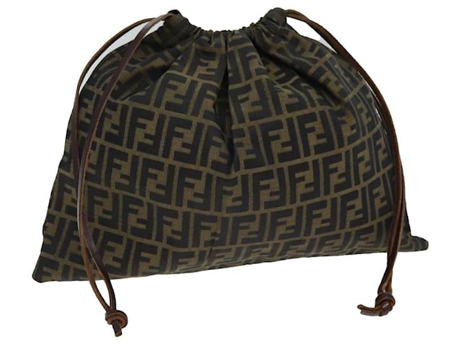 FENDI Zucca Canvas Purse Shoulder Bag Brown Black Auth fm3526  ref.1441543