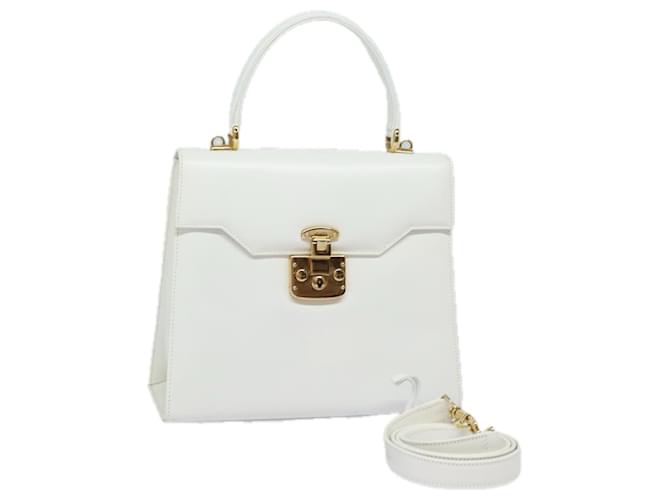 GUCCI Ready Lock Hand Bag Leather 2way White Auth 79683  ref.1441568