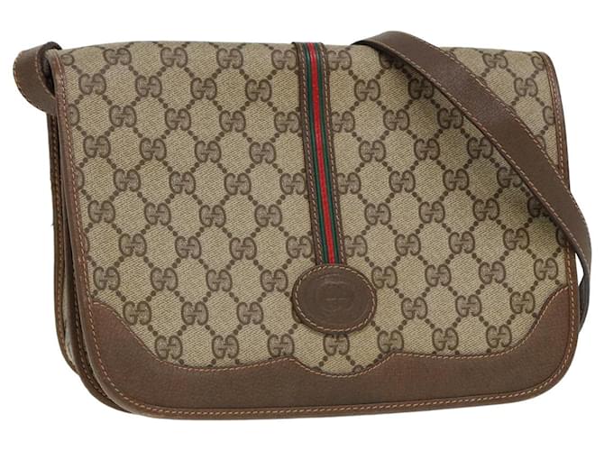 GUCCI GG Supreme Web Sherry Line Shoulder Bag PVC Beige 001 066 0551 Auth 79640  ref.1441575