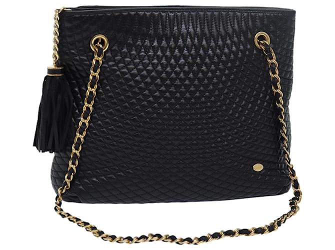 BALLY Sac à épaule en cuir matelassé avec chaîne noire Auth kk250  ref.1441582