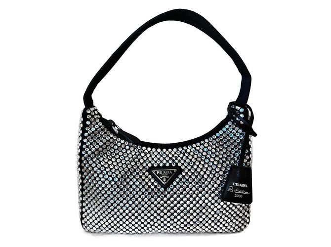 Borsa a mano Prada Reedition 2000 in seta nera Nero