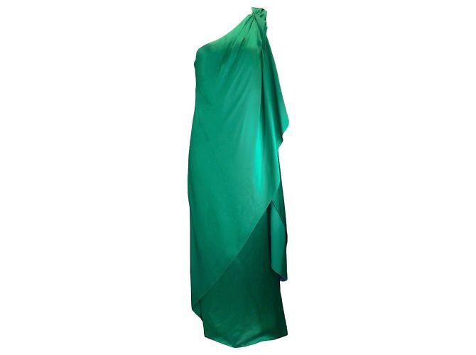 Prabal Gurung Emerald Ein-Schulter-Seidenkleid Grün